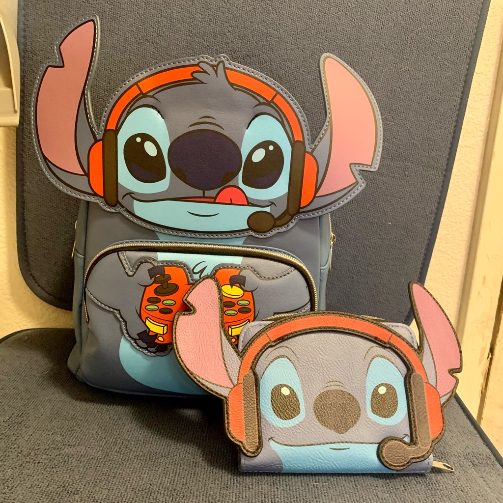 Gamestop Exclusive Loungefly Gamer Stitch Backpack And Wallet Set
